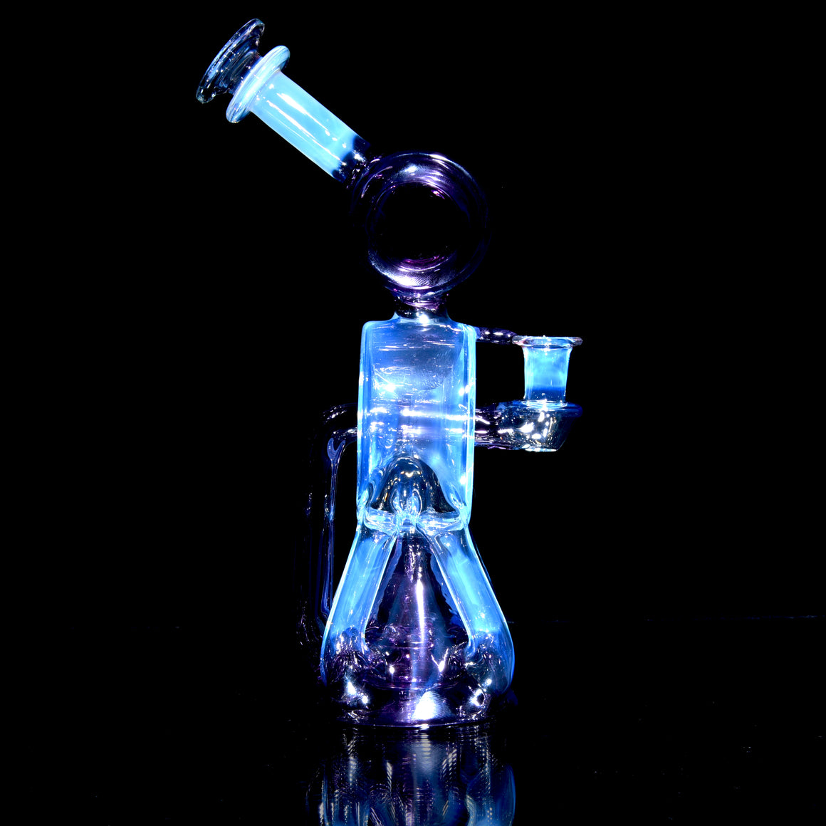 Full-color Quad Drain Donut Recycler/Cap Set - Moonstone/Transparent Wildberry - 10mm Female