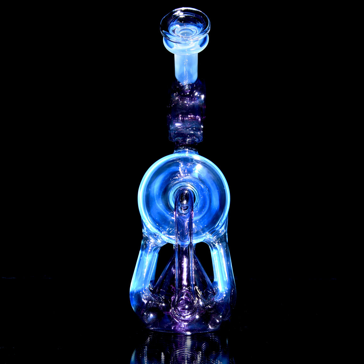 Full-color Quad Drain Donut Recycler/Cap Set - Moonstone/Transparent Wildberry - 10mm Female