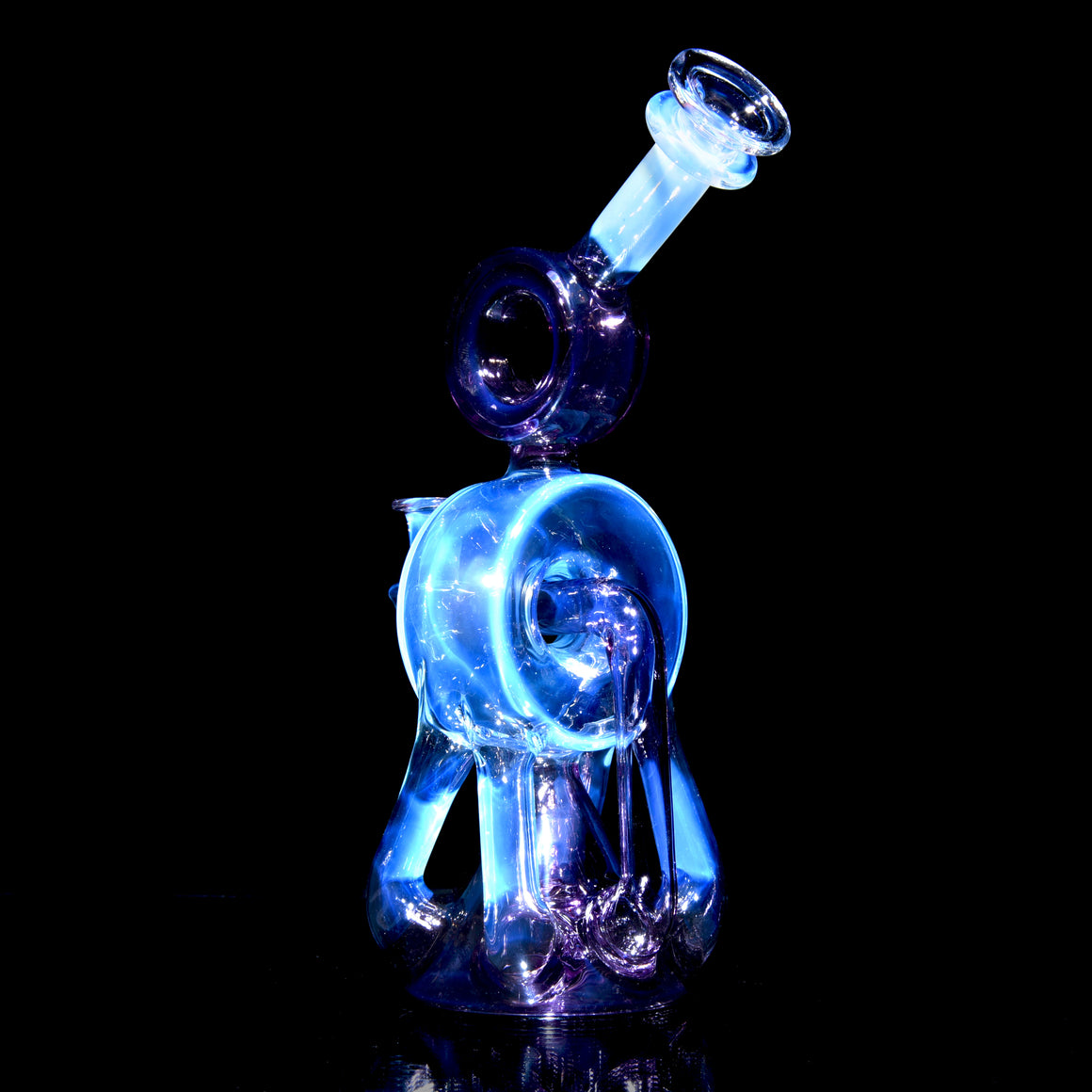 Full-color Quad Drain Donut Recycler/Cap Set - Moonstone/Transparent Wildberry - 10mm Female