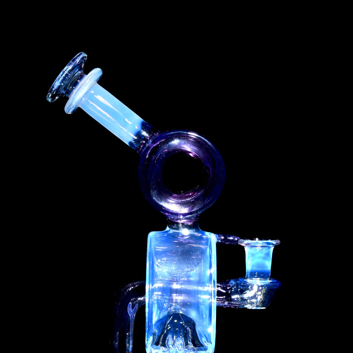 Full-color Quad Drain Donut Recycler/Cap Set - Moonstone/Transparent Wildberry - 10mm Female