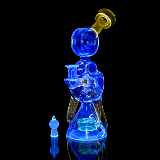 Full-UV Swiss Double Drain Donut Recycler/Cap Set - BluV/Nova/Ion - 10mm Female