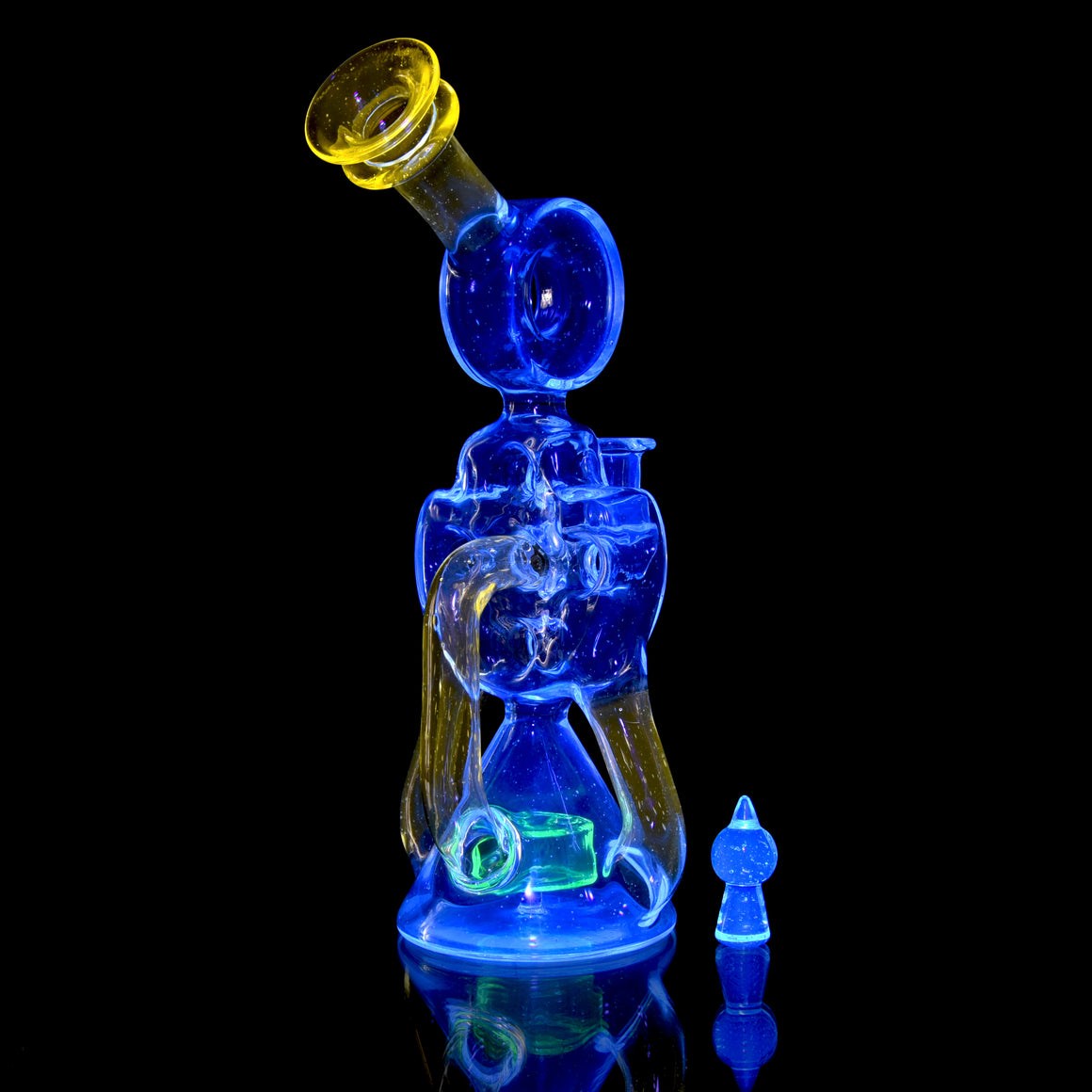 Full-UV Swiss Double Drain Donut Recycler/Cap Set - BluV/Nova/Ion - 10mm Female