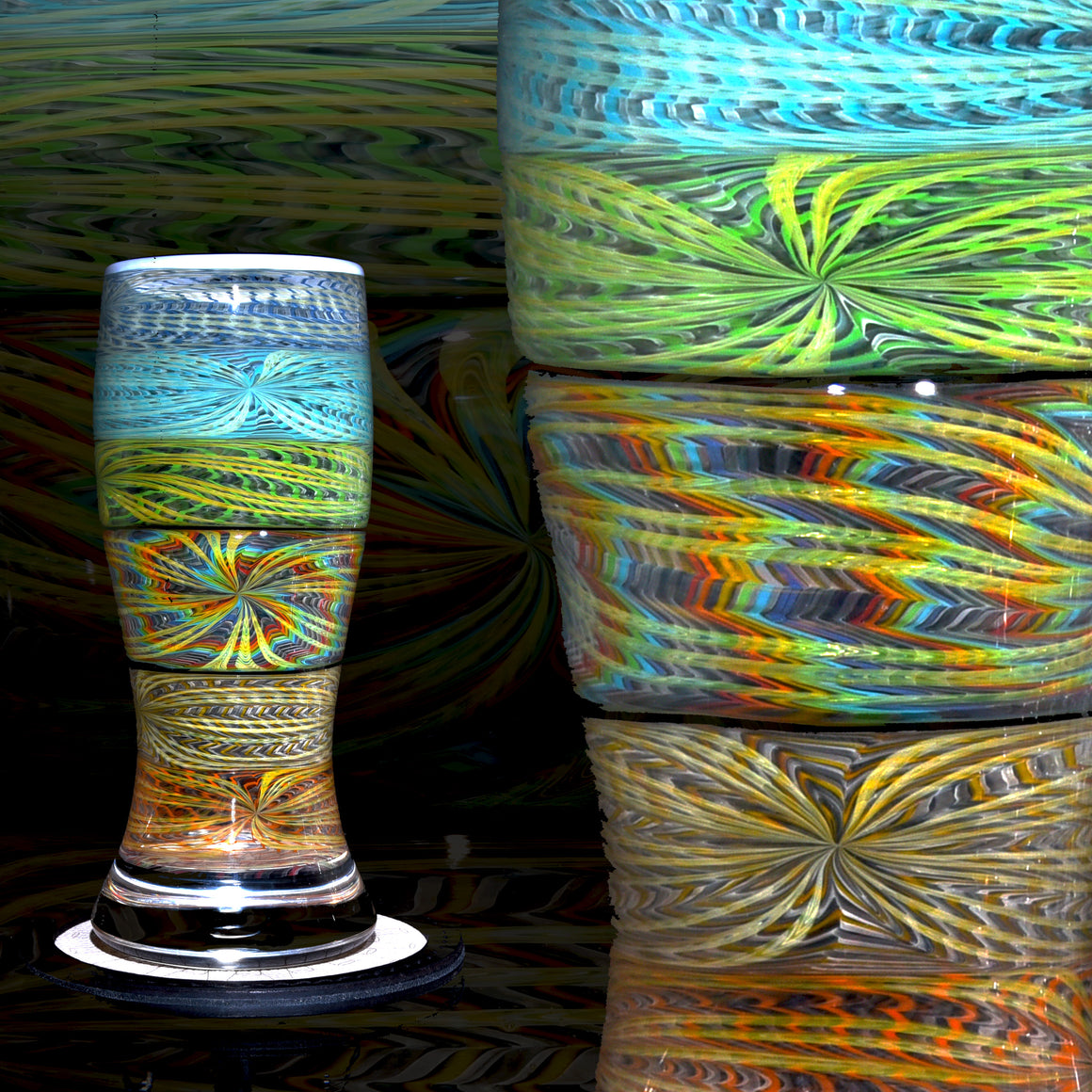 Collab - Rainbow Fume Wrap & Rake Pint Glass w/ Custom Coaster - 17oz Capacity
