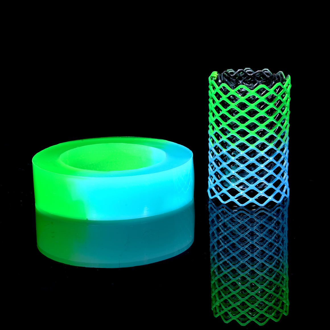 Mamba Guardz - Custom Nozzle Heat Shield/Epoxy Resin Base Set for Blazer Big Shot - UV Green/Sky Blue