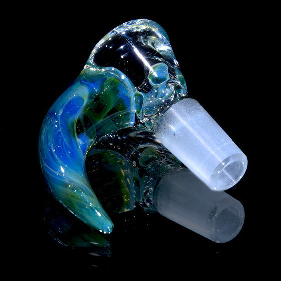 Mystery Adventurine/Clear 4-hole Horned Slide - 14mm