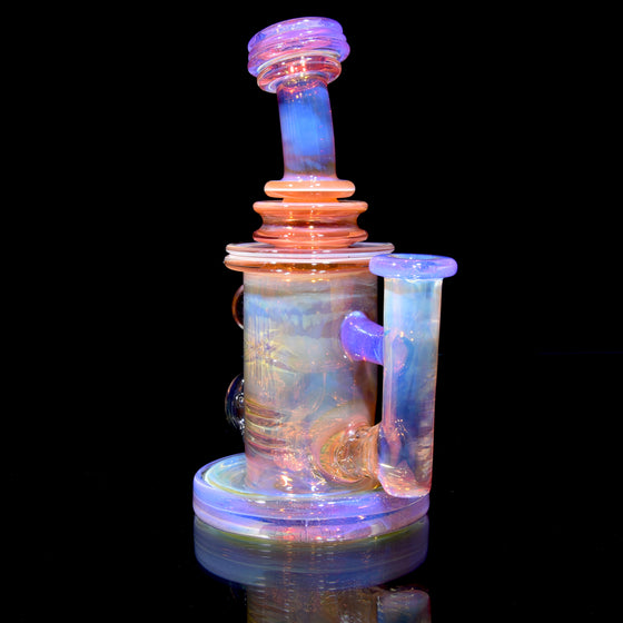 24K Gold Fumed & Carved Mini Klein Recycler - Pink Slyme - 10mm Female