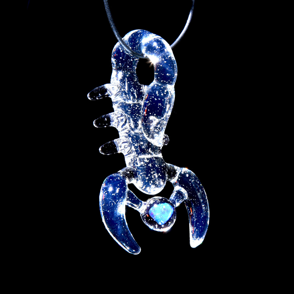 Multicolor UV Glow Scorpion Pendant w/ Opal - BluV/Electric Flamingo