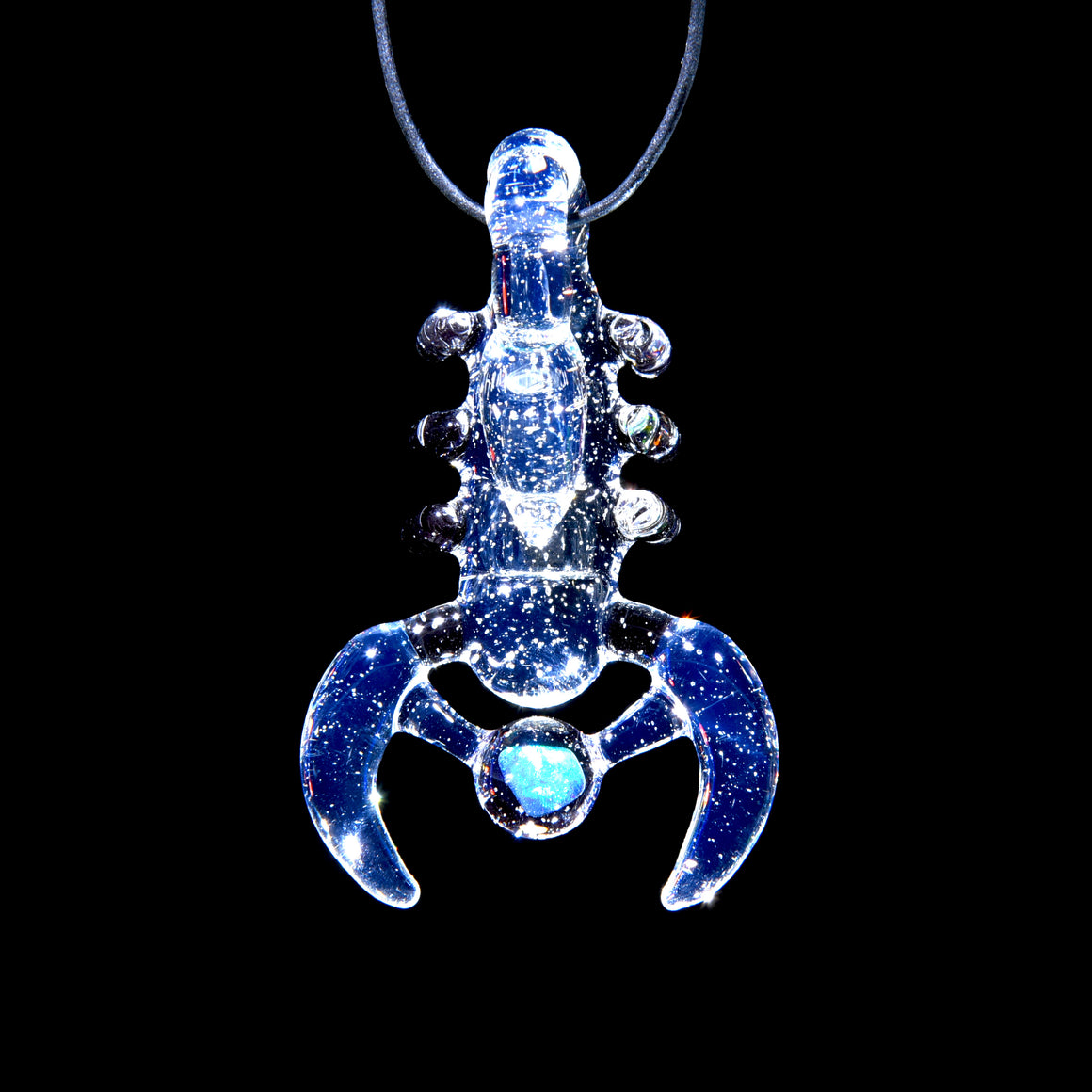 Multicolor UV Glow Scorpion Pendant w/ Opal - BluV/Electric Flamingo