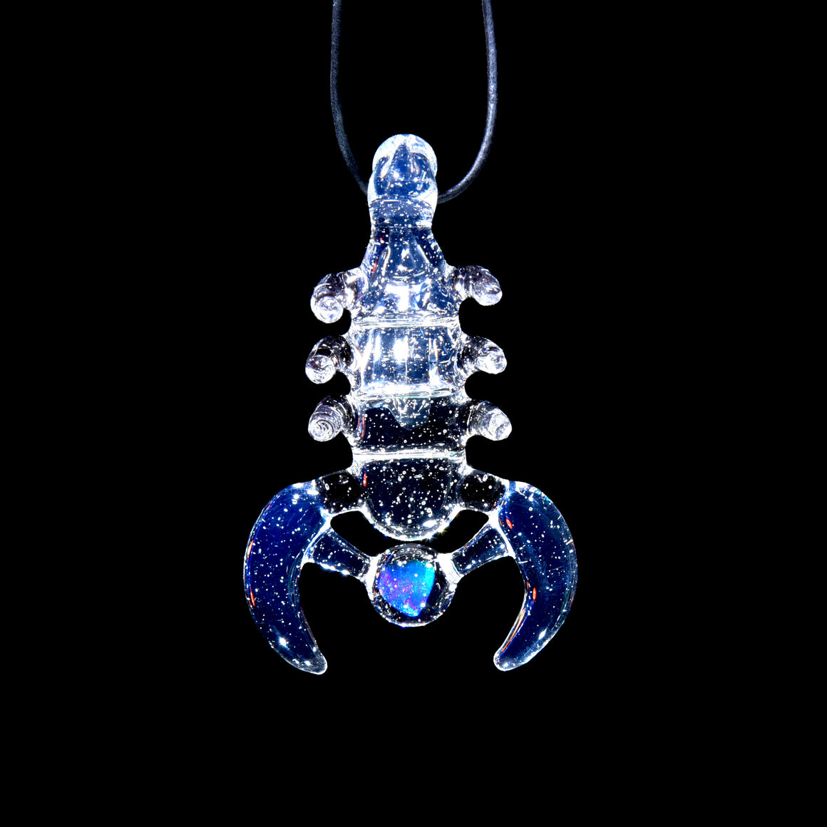 Multicolor UV Glow Scorpion Pendant w/ Opal - BluV/Electric Flamingo