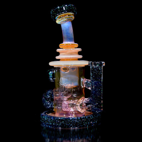 Crushed Opal 24K Gold Fumed & Carved Mini Klein Recycler - 10mm Female