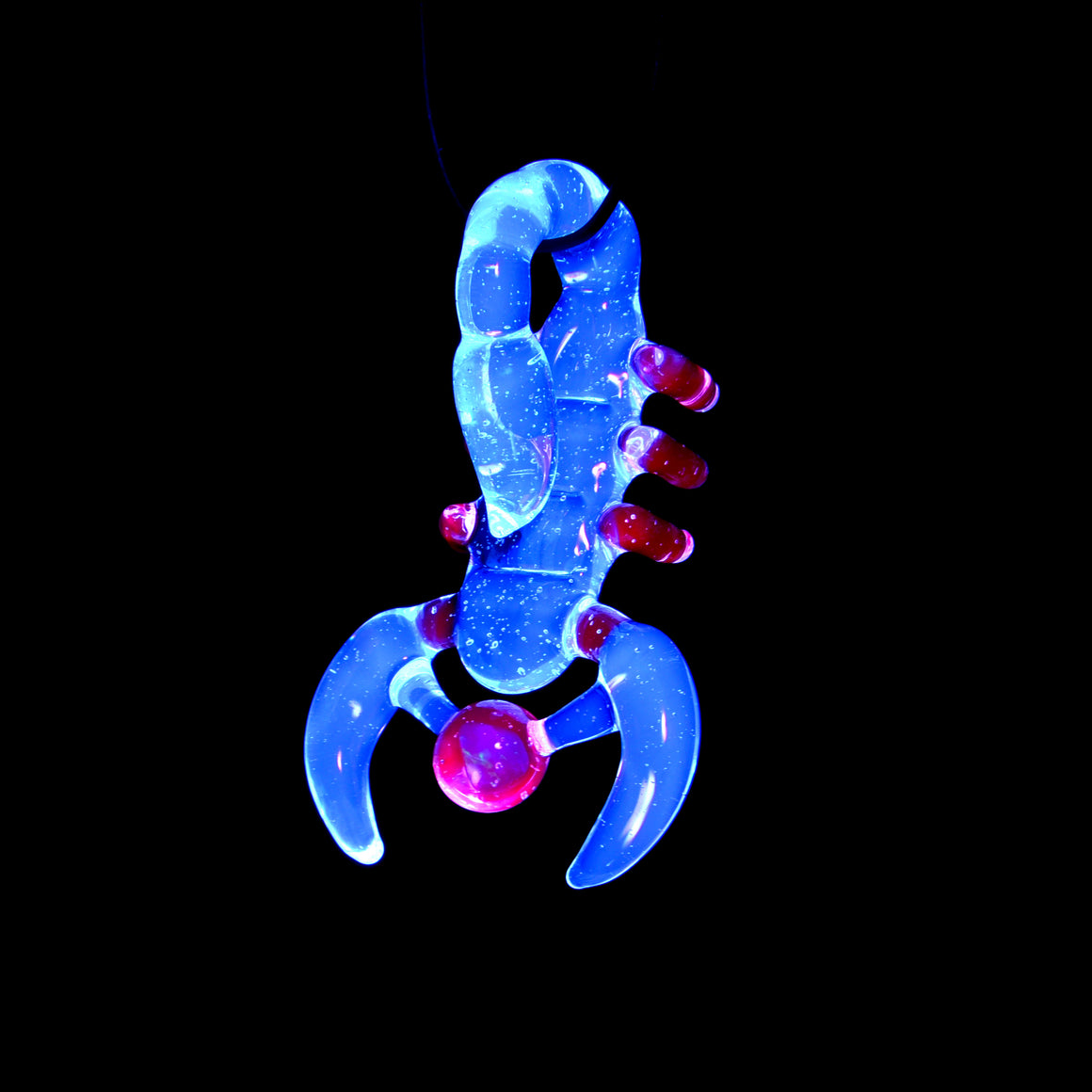 Multicolor UV Glow Scorpion Pendant w/ Opal - BluV/Electric Flamingo
