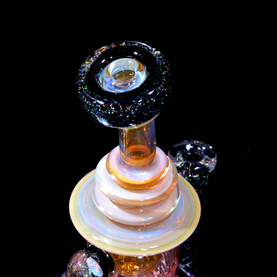 Crushed Opal 24K Gold Fumed & Carved Mini Klein Recycler - 10mm Female