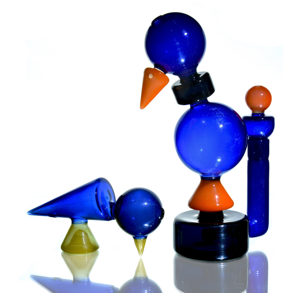 "Flightless Bird" Colorform Rig w/ Matching Cap & Sherlock Pipe Set -  14mm Female