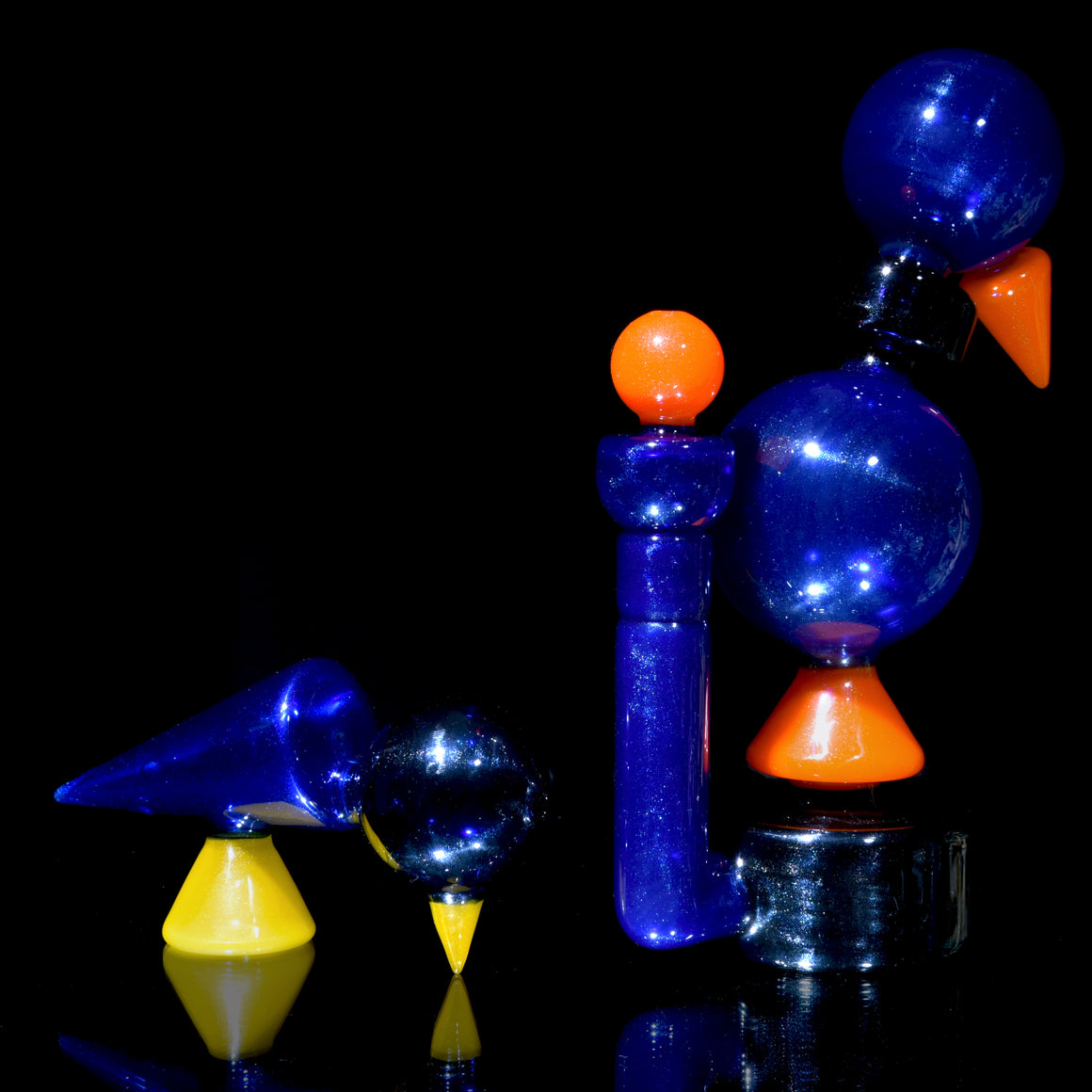 "Flightless Bird" Colorform Rig w/ Matching Cap & Sherlock Pipe Set -  14mm Female