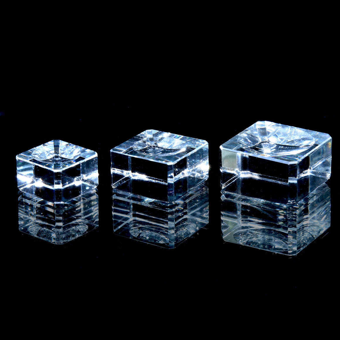 Clear Beveled Crystal Marble Stand - 3 Size Options