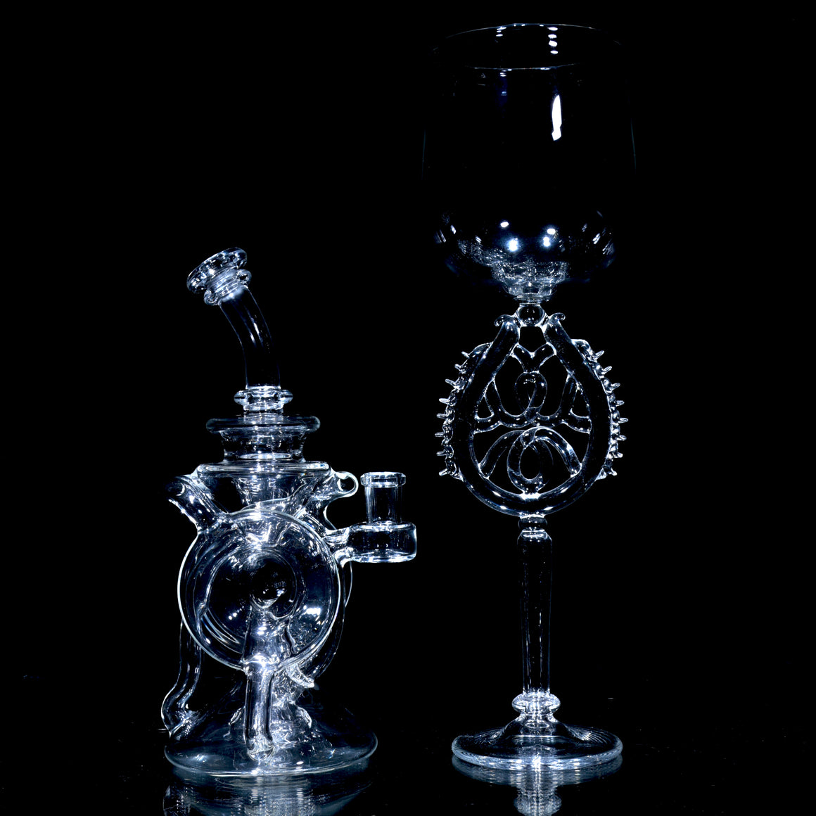Triple-Drain Redisculator Recycler Rig - Clear - 14mm Female