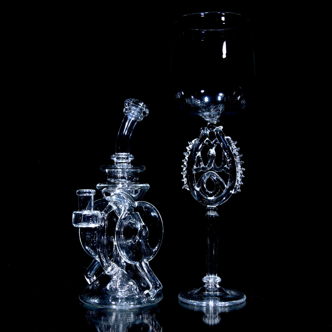 Triple-Drain Redisculator Recycler Rig - Clear - 14mm Female