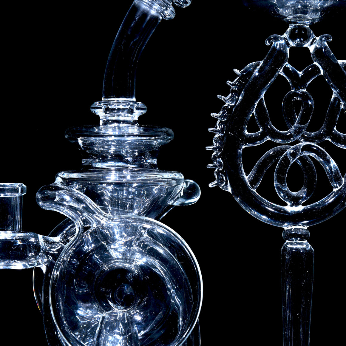 Triple-Drain Redisculator Recycler Rig - Clear - 14mm Female