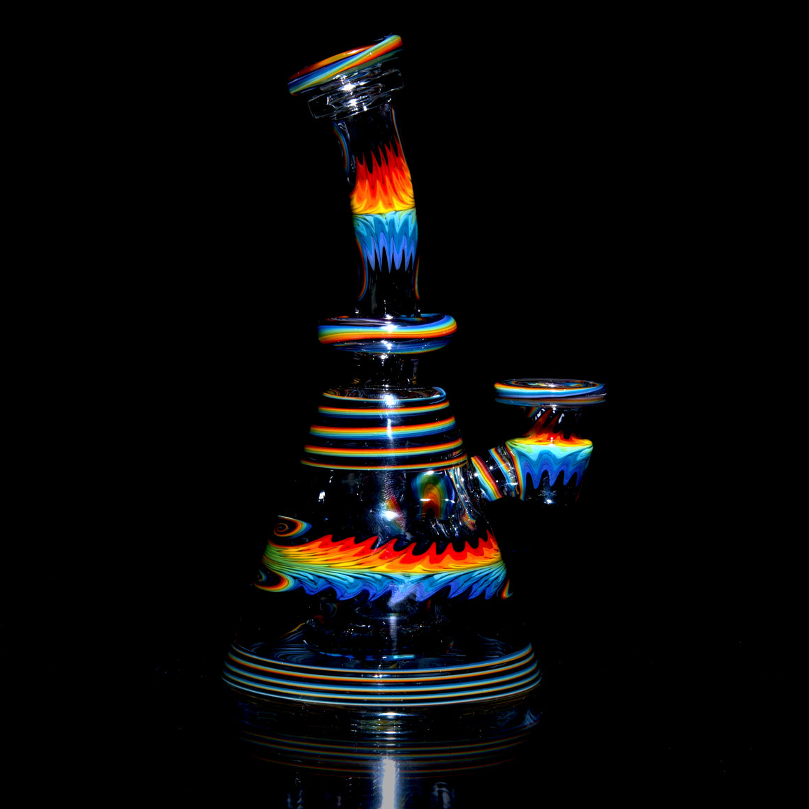 Bipolar Jailbird Rainbow Linework Bentneck Beaker Banger Hanger - 10mm Female