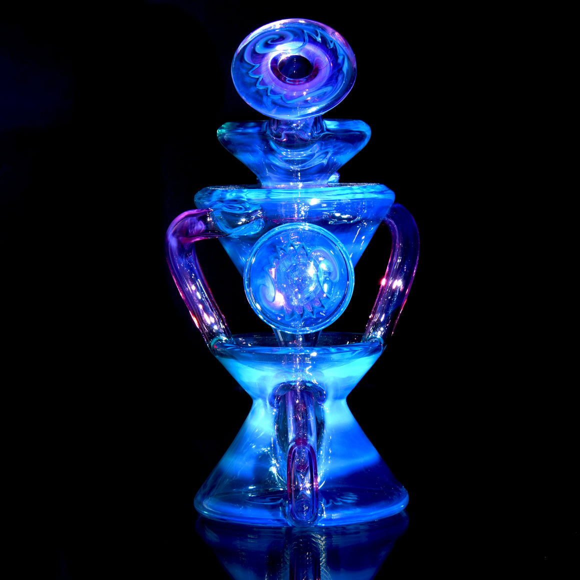 Worked Two & Through Double-uptake Floating Recycler - Meta-Terrania/Royal Jelly Linework - 10mm Female