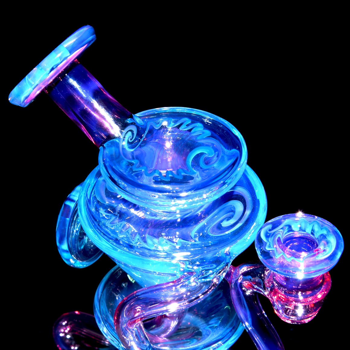 Worked Two & Through Double-uptake Floating Recycler - Meta-Terrania/Royal Jelly Linework - 10mm Female