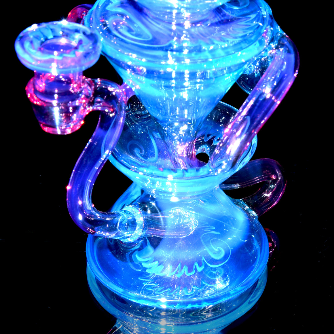 Worked Two & Through Double-uptake Floating Recycler - Meta-Terrania/Royal Jelly Linework - 10mm Female