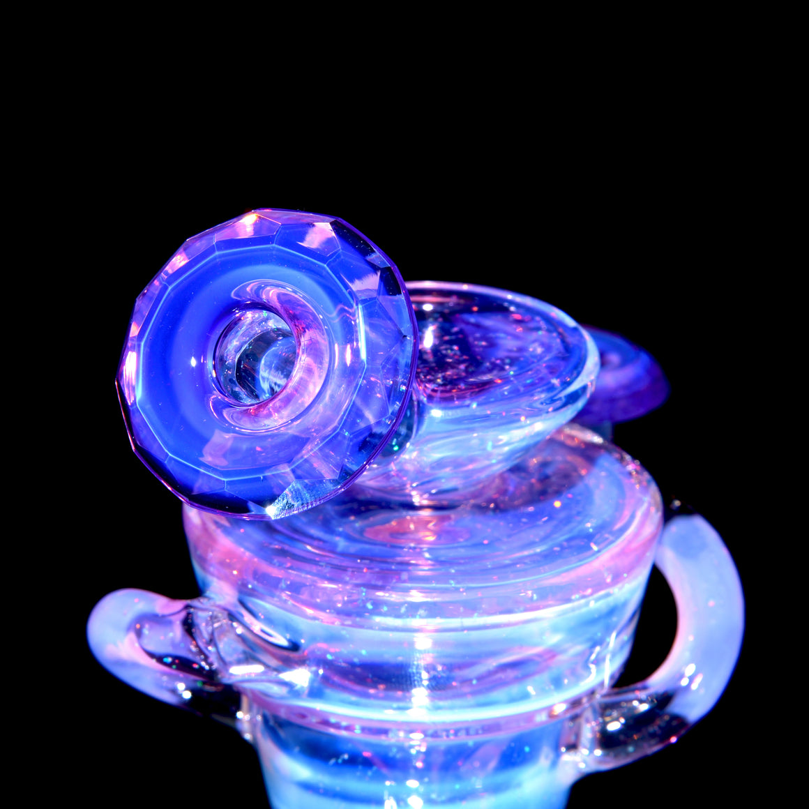 Faceted Double-uptake Refined Klein Recycler - Crushed Opal Karmaline over Moonstone - 10mm Female