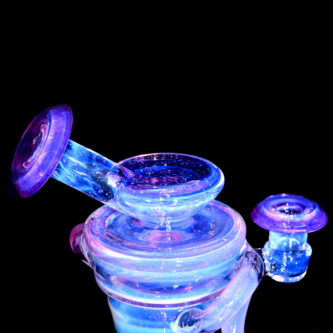 Faceted Double-uptake Refined Klein Recycler - Crushed Opal Karmaline over Moonstone - 10mm Female