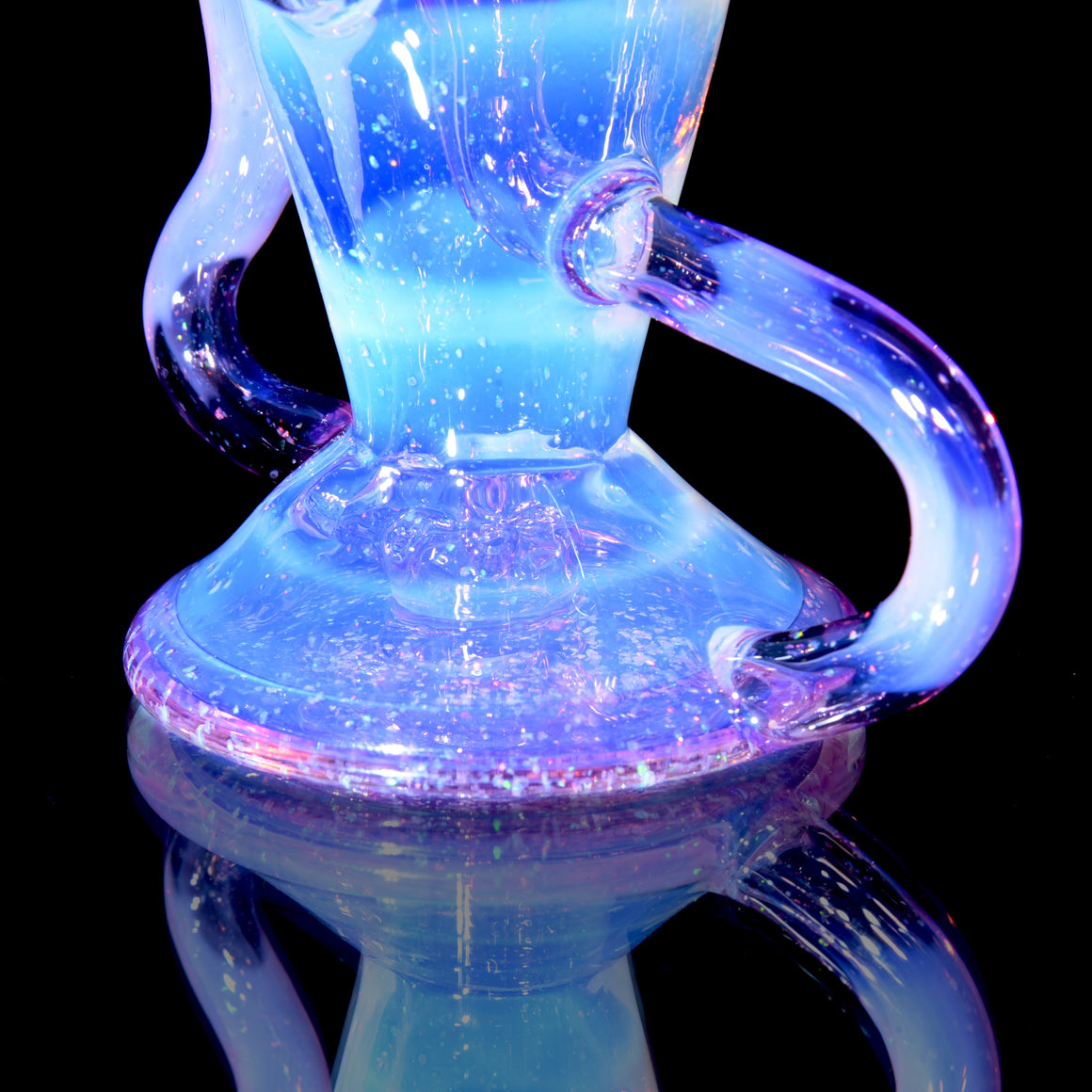 Faceted Double-uptake Refined Klein Recycler - Crushed Opal Karmaline over Moonstone - 10mm Female