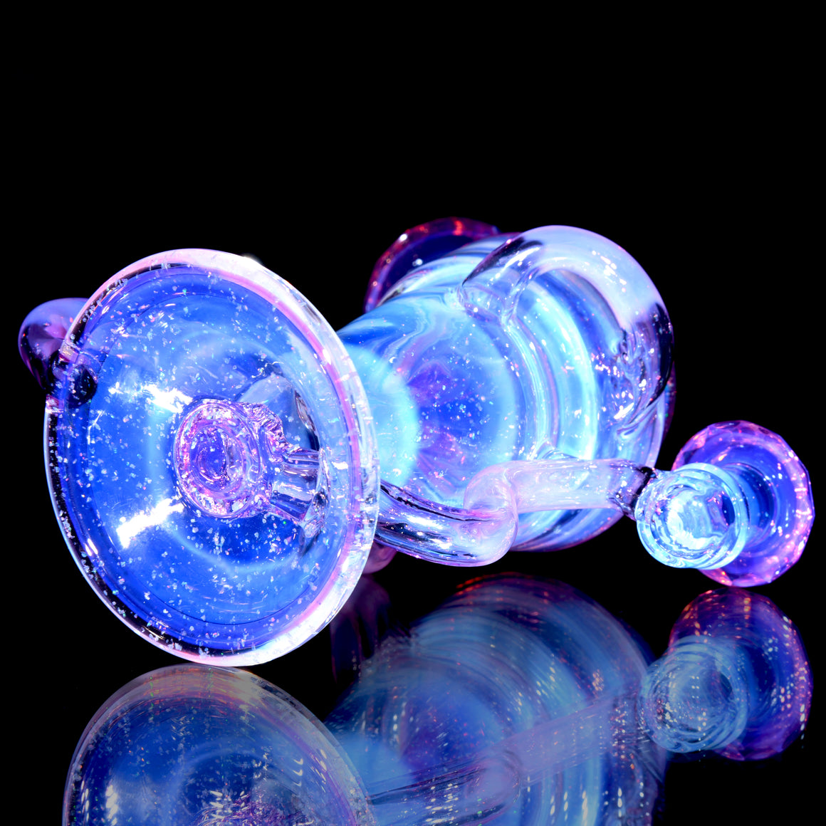 Faceted Double-uptake Refined Klein Recycler - Crushed Opal Karmaline over Moonstone - 10mm Female