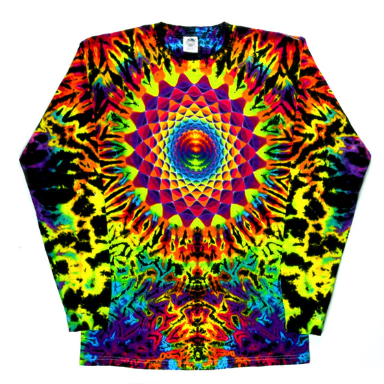 Medium Long-sleeve Tie Dye T-Shirt - Rainbow Mandala Combo