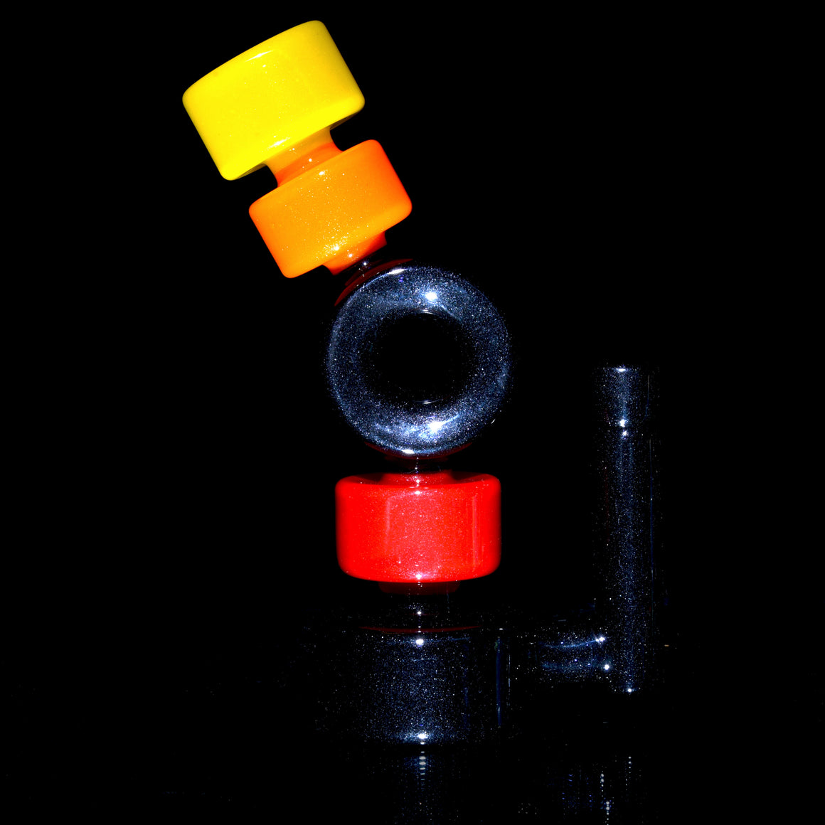 "Mr. Sparkle" XL Donut & Pucks Colorform Rig - Steel Wool over Black & Warm Tones -  14mm Female (Copy)