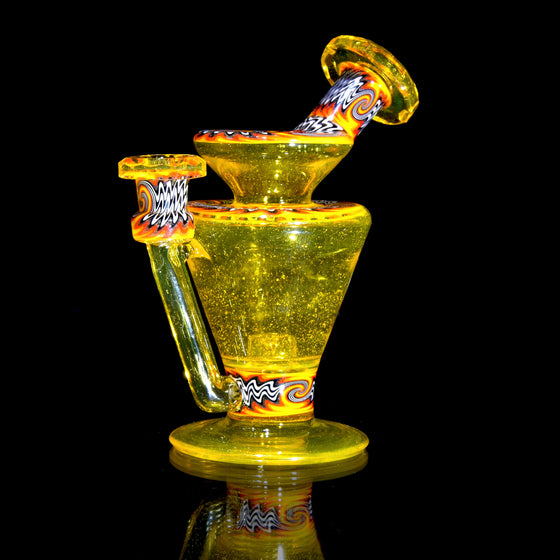 CFL Reactive Faceted Bentneck Banger Hanger w/ Lineworked Sections - Terps - 10mm Female
