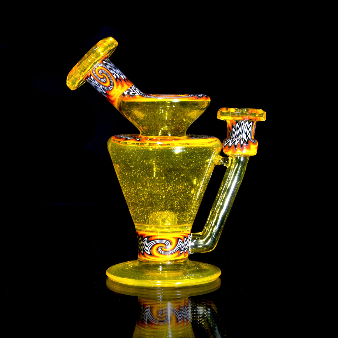 CFL Reactive Faceted Bentneck Banger Hanger w/ Lineworked Sections - Terps - 10mm Female