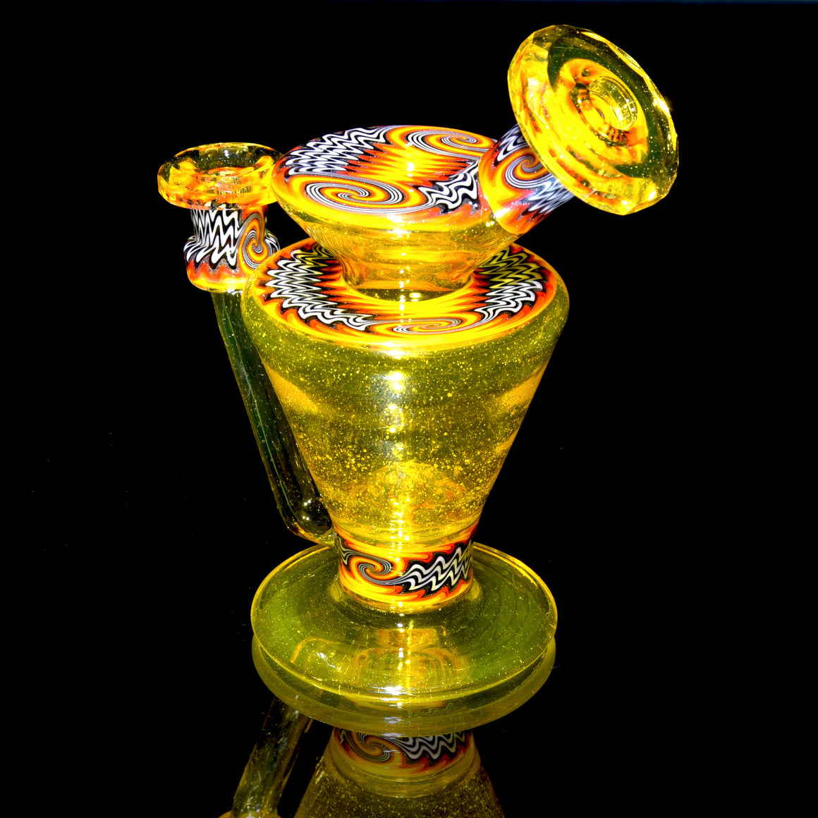 CFL Reactive Faceted Bentneck Banger Hanger w/ Lineworked Sections - Terps - 10mm Female
