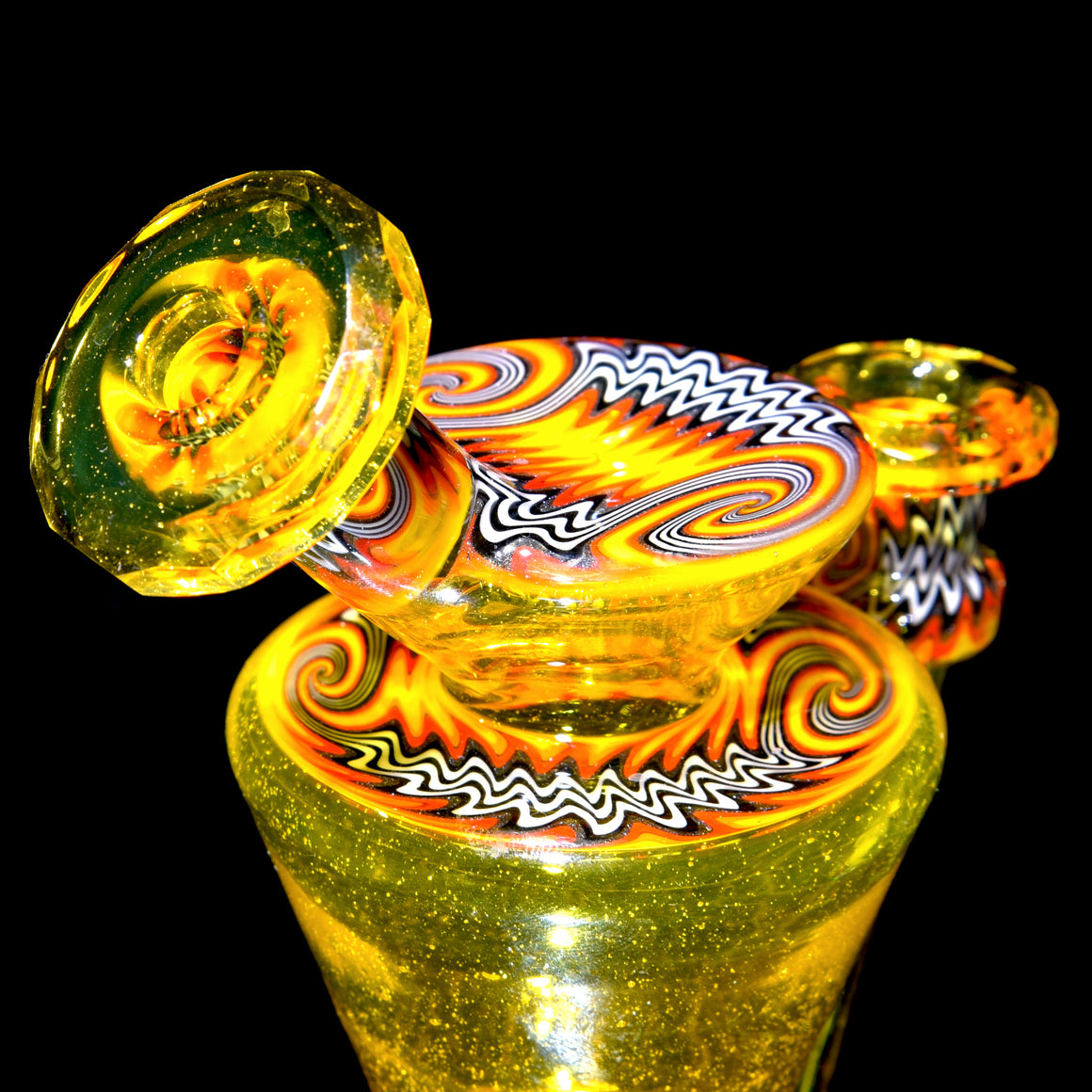 CFL Reactive Faceted Bentneck Banger Hanger w/ Lineworked Sections - Terps - 10mm Female