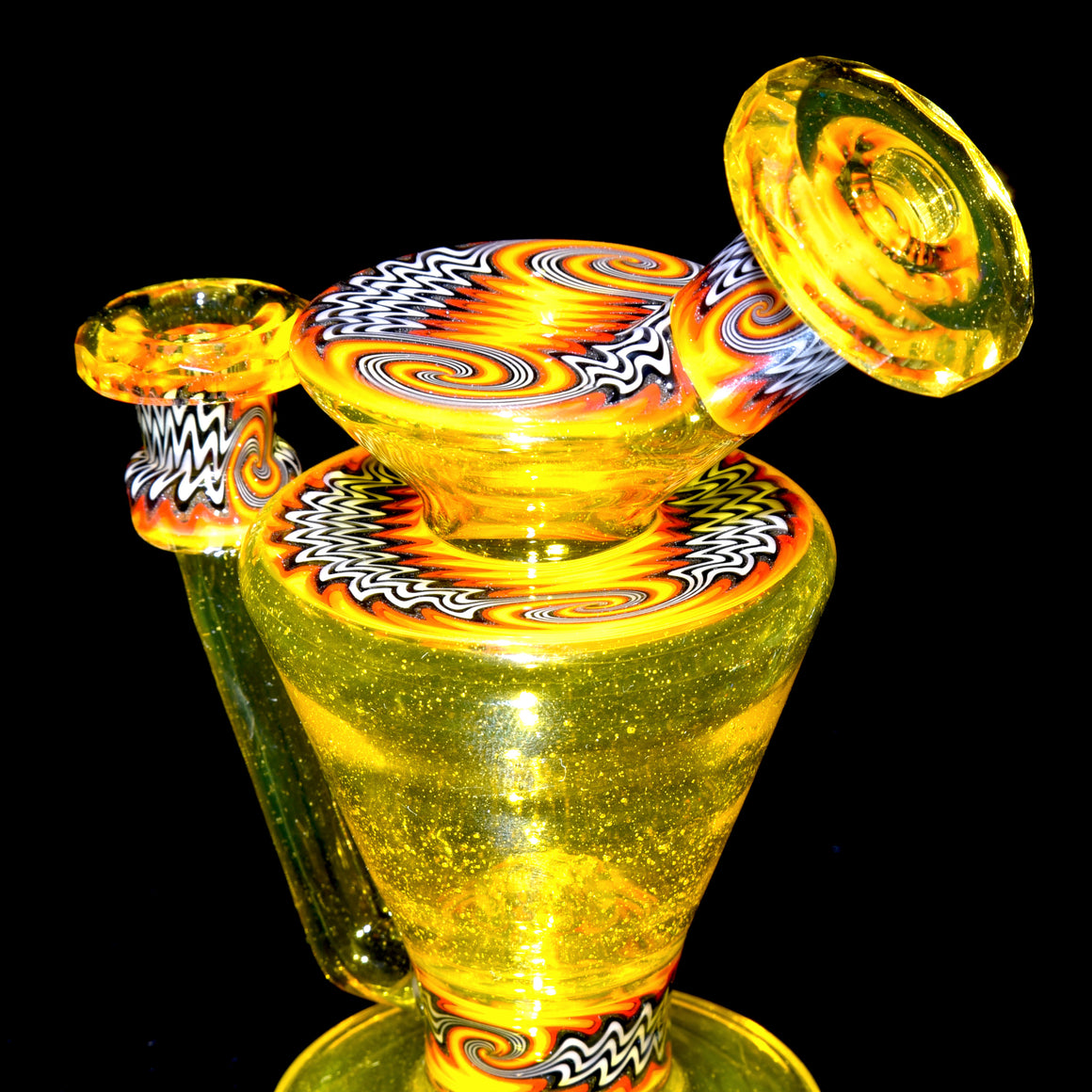 CFL Reactive Faceted Bentneck Banger Hanger w/ Lineworked Sections - Terps - 10mm Female