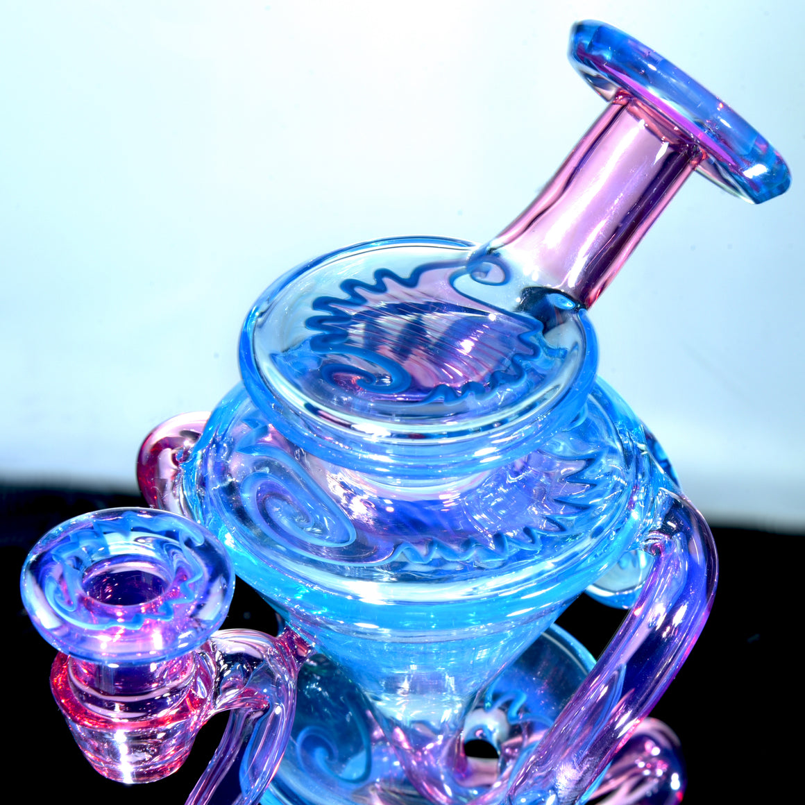 Worked Two & Through Double-uptake Floating Recycler - Meta-Terrania/Royal Jelly Linework - 10mm Female