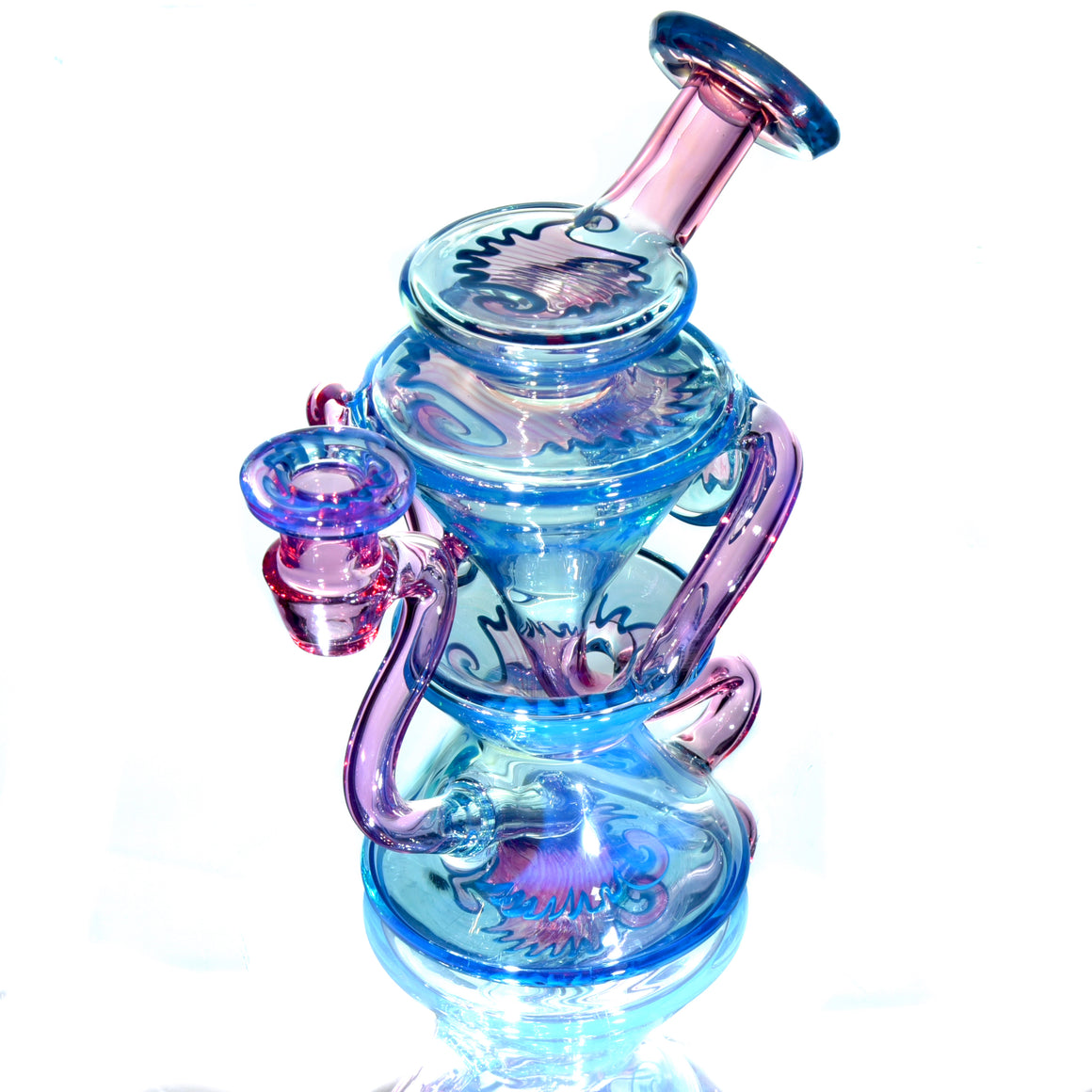 Worked Two & Through Double-uptake Floating Recycler - Meta-Terrania/Royal Jelly Linework - 10mm Female