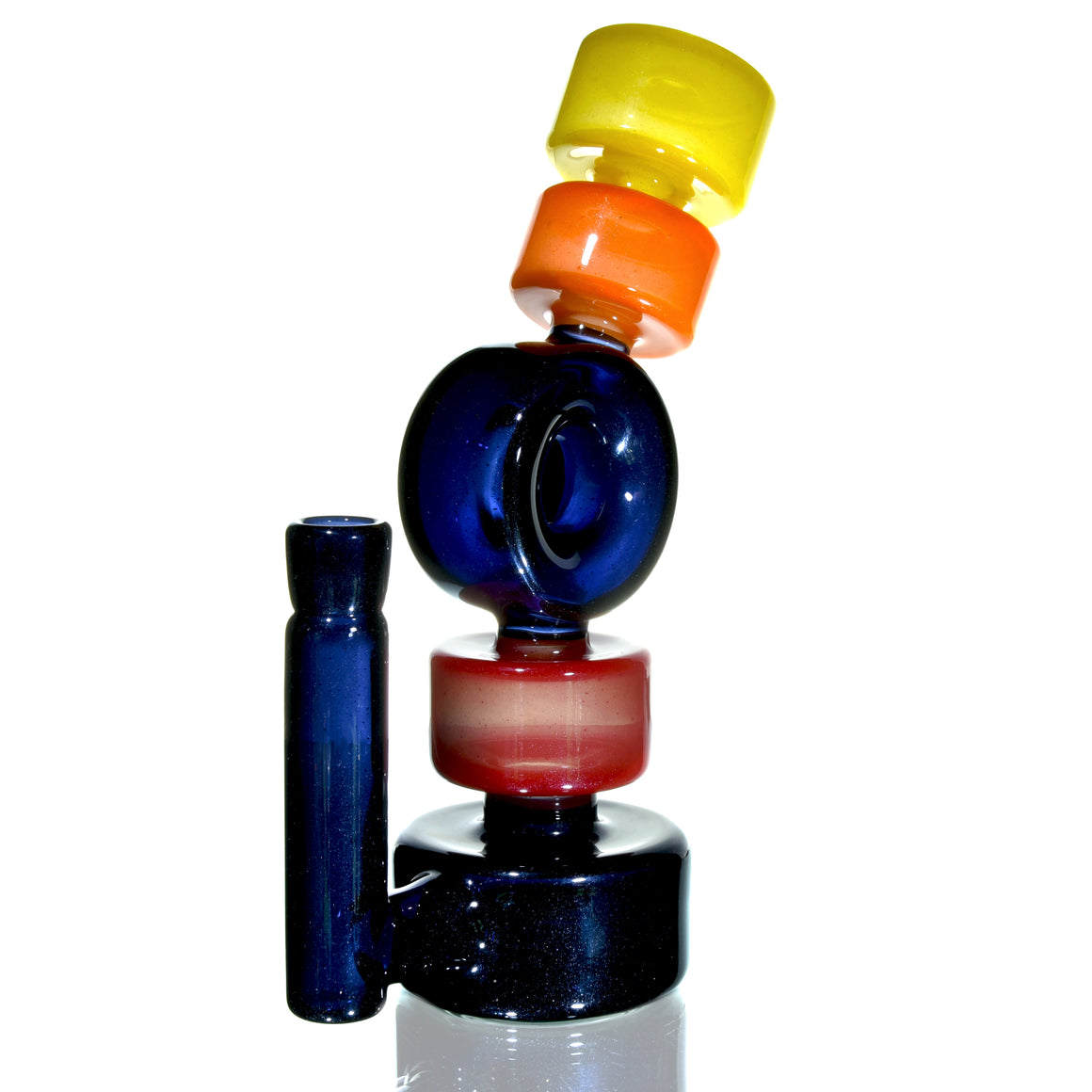 "Mr. Sparkle" XL Donut & Pucks Colorform Rig - Steel Wool over Black & Warm Tones -  14mm Female (Copy)