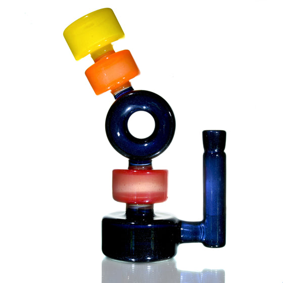 "Mr. Sparkle" XL Donut & Pucks Colorform Rig - Steel Wool over Black & Warm Tones -  14mm Female (Copy)