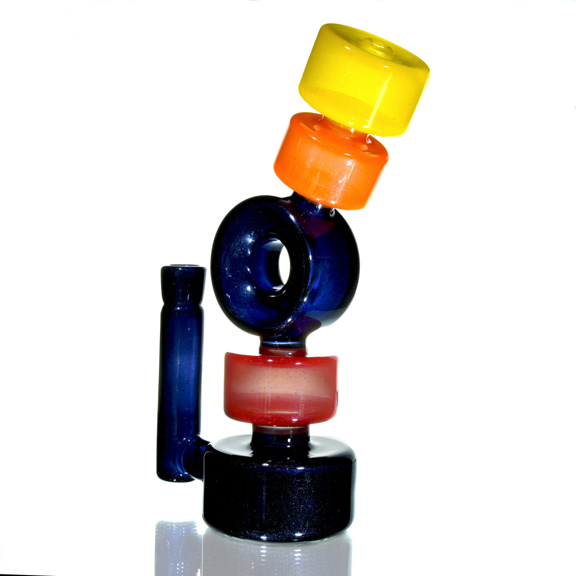 "Mr. Sparkle" XL Donut & Pucks Colorform Rig - Steel Wool over Black & Warm Tones -  14mm Female (Copy)