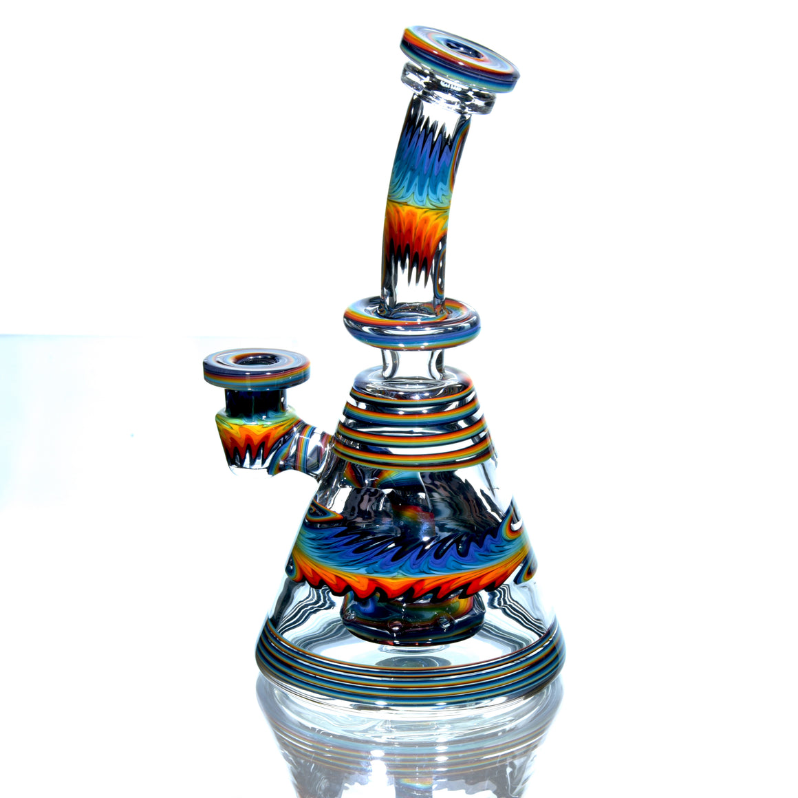 Bipolar Jailbird Rainbow Linework Bentneck Beaker Banger Hanger - 10mm Female