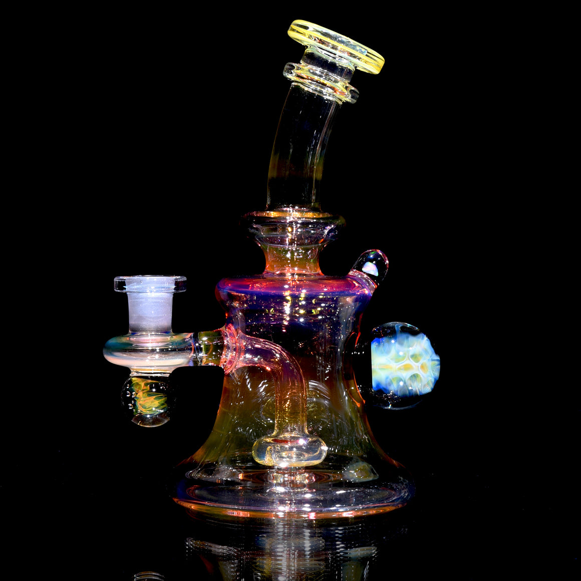 Fully-worked Fumed Banger Hanger w/ Honeycomb Marble - 10mm Female