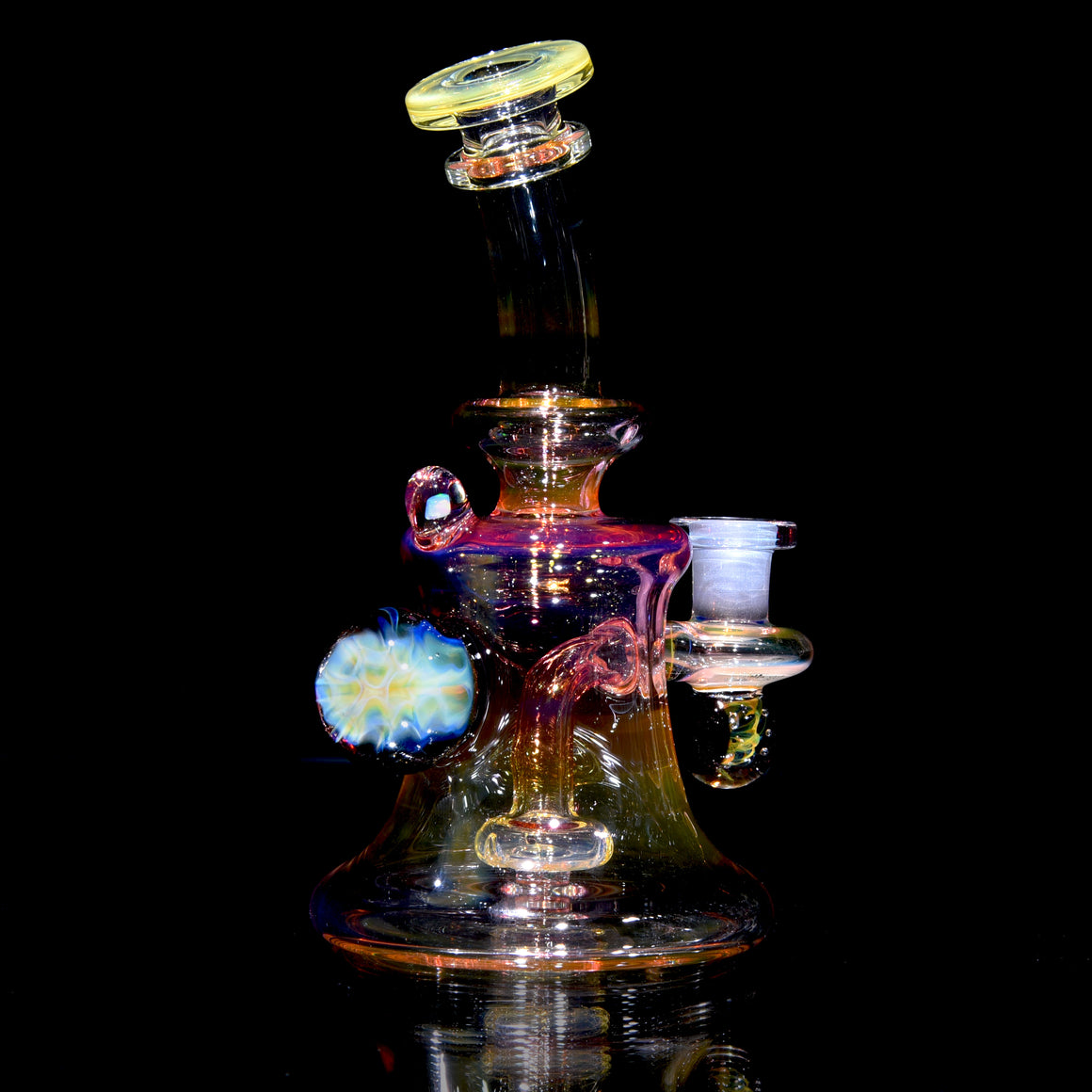 Fully-worked Fumed Banger Hanger w/ Honeycomb Marble - 10mm Female