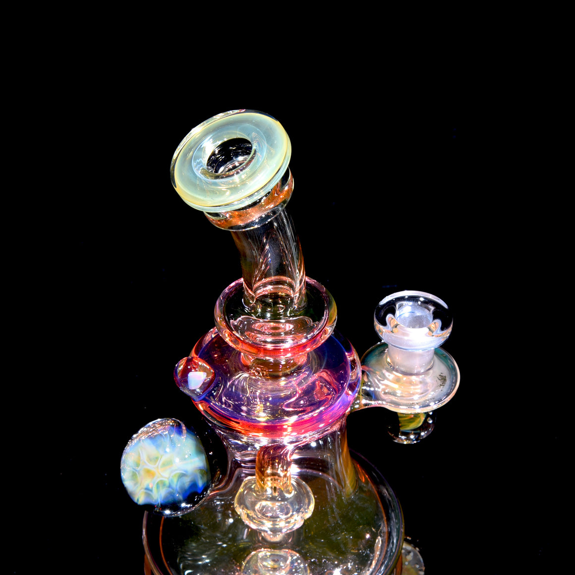 Fully-worked Fumed Banger Hanger w/ Honeycomb Marble - 10mm Female
