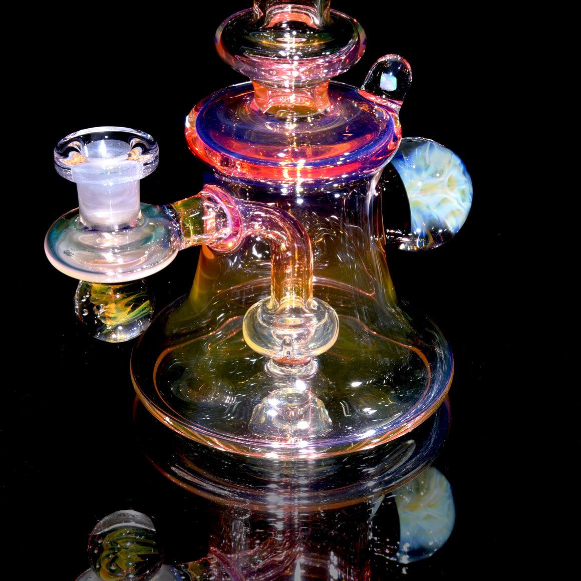 Fully-worked Fumed Banger Hanger w/ Honeycomb Marble - 10mm Female