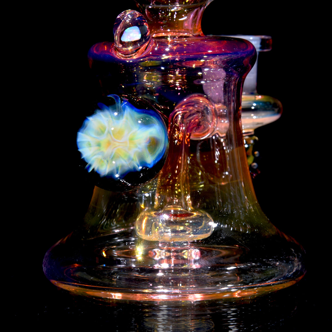 Fully-worked Fumed Banger Hanger w/ Honeycomb Marble - 10mm Female