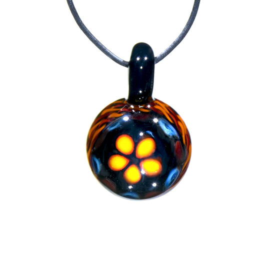 Fiery Coilpot Pendant w/ Flower Millie