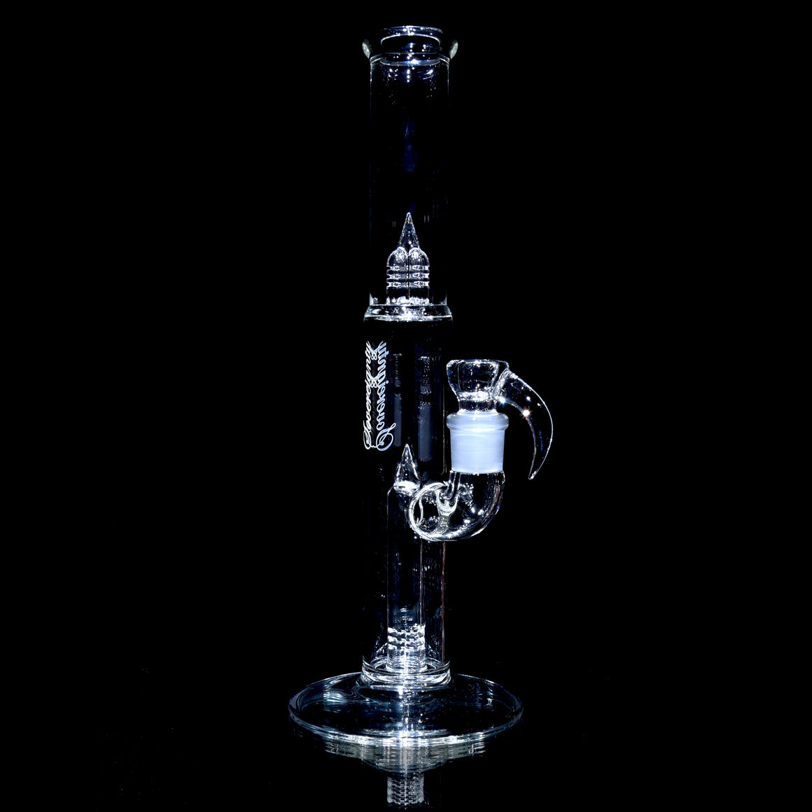Pawn Fixed 180° Stem Perc Tube w/ 4-hole Slide - Clear - 18mm Male